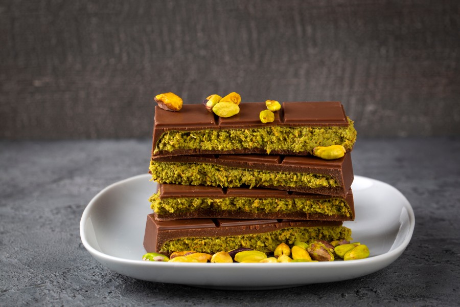 Dubai chocolate with pistachios dessert.